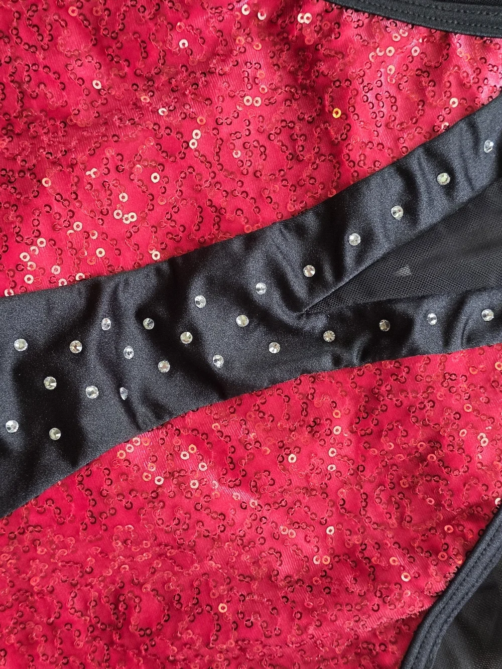 Acro Or Jazz Costume - Black & Red Sequin Dance Unitard (SA)